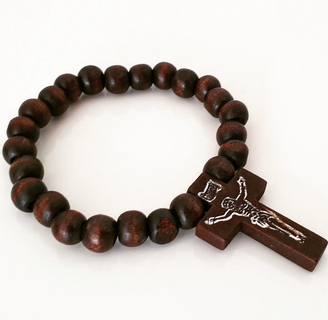 Multi Wooden Saints Bracelet / Jesus Bracelet / All Saints Flex Bracelet -  20cm | eBay